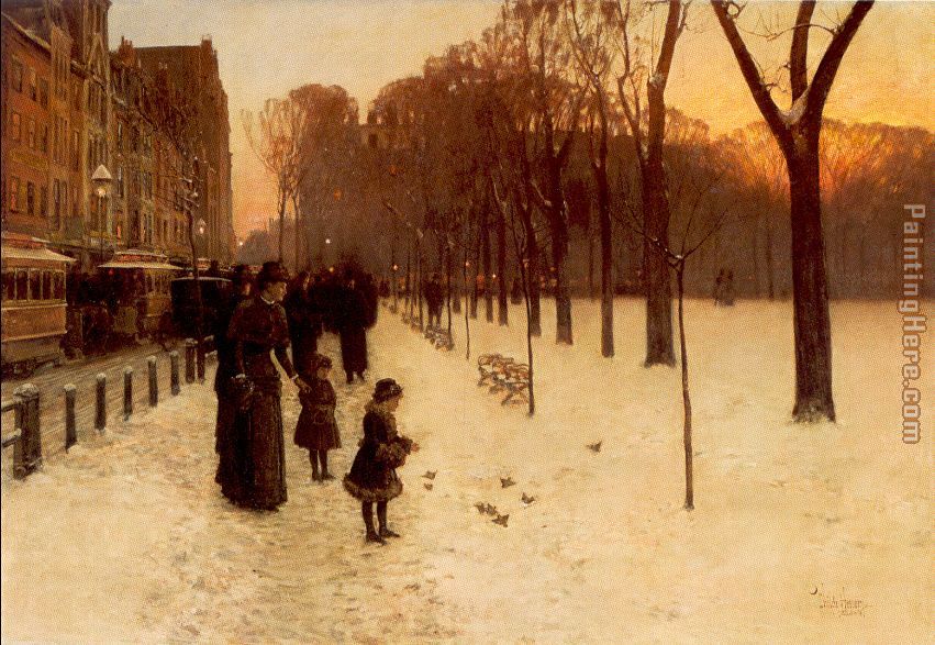 Boston Common at Twilight painting - childe hassam Boston Common at Twilight art painting